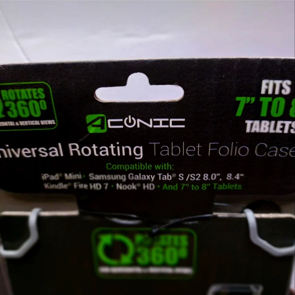 Universal Rotating Tablet Folio Case Fit 7 To 8 In Tablets Rotates 360